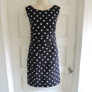 Signature Sabrina Black & Blue Polka Dot Layered Dress M
